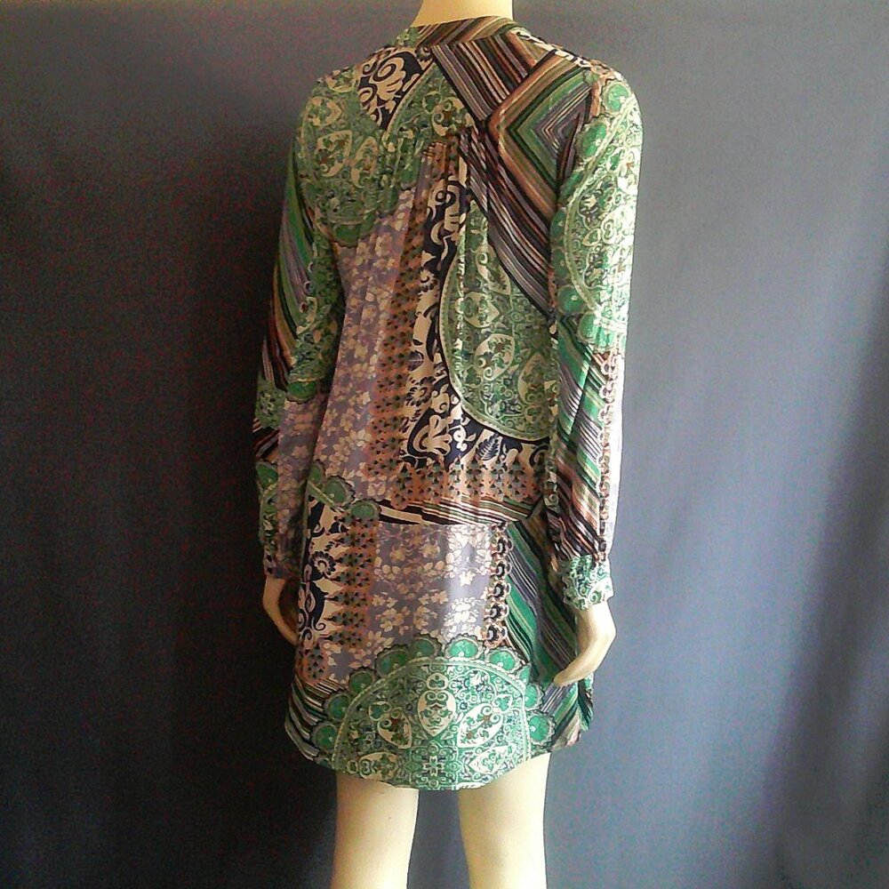 Tiny Anthropologie Drop Waist Pintucked Rayon Caviana Paisley Mini Dress Sm - Picture 10 of 14